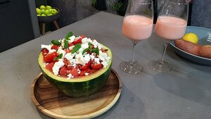 Watermeloensalade met feta & watermeloensmoothie