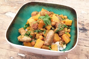 Pompoencurry met kikkererwten