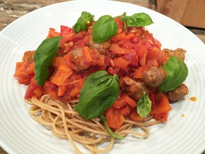 Pasta met lamsworstjes
