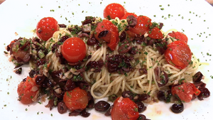 Spaghetti met gebakken kerstomaten