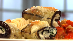 Gegrilde auberginerolletjes