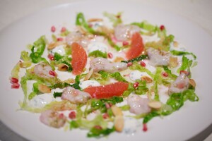 Ceviche van zeeduivel met grapefruit en granaatappel
