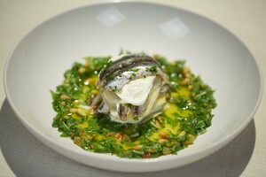 Knolselderij-lasagnetti met rucolasaus