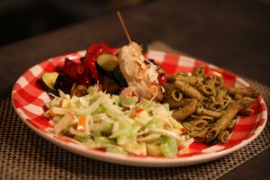 Pasta met walnoten pesto & gegrilde groente