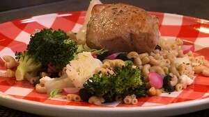 Bloemkool broccoli pasta met filetlapje