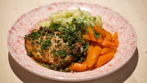 Scholfilet met frisse botersaus en slastamppot