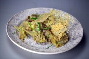Witlofstamppot met kaaskoekjes