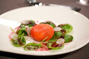 Zalmpraline van gerookte en rauwe zalm