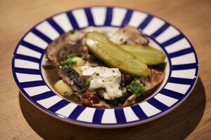 Kapucijners met portobello’s en geitenkaas