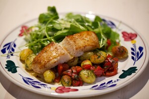 Heilbotfilet met posteleinsalade