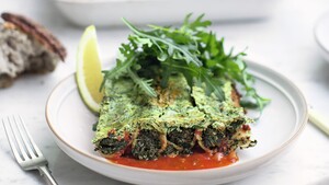 Cannelloni met groene groenten, romige ricotta en basilicumsaus