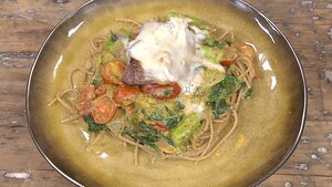 Pasta biefstuk en spinazie