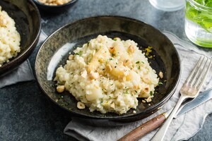Risotto met witte asperges, citroen en kervel