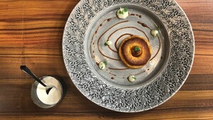 Tarte Tatin met Granny Smith mousse en Calvados