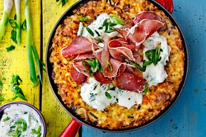 Rösti met zure room & rundvlees