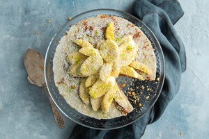 Kokostaartje met chocolade en banaan