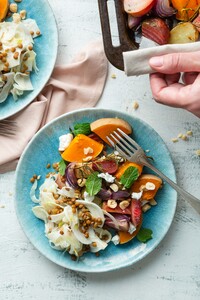 Geroosterde groenten met geitenkaas en venkelsalade 
