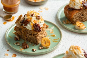 Bananenbrood met mascarponeroom en karamel
