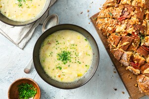 Franse preisoep met comté-borrelbrood