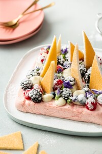 Bavarois met zomerfruit en koekschotsen