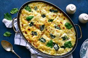 Vegetarische lasagne met ricotta en spinazie