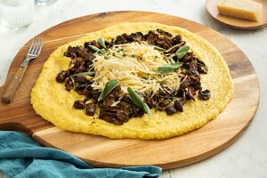 Polenta met paddenstoelen en parmezaan