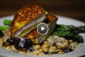 Kip piccata met aubergine-tomatensaus