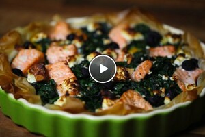 Zalmtaart met spinazie