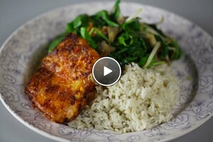 Spicy zeewolf met oosterse spinazie