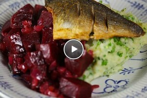 Geglaceerde rode biet met dorade