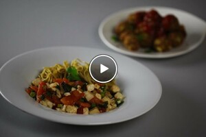 Tofu, tomaten en shii-takes