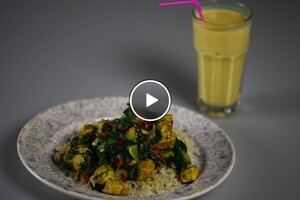 Kipcurry met Mango lassi