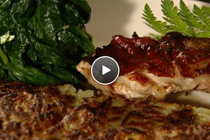 Polderhoen met spinazie en aardappel rosti