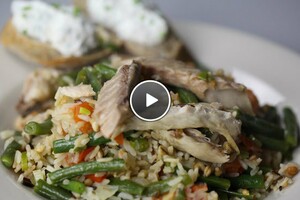 Gerookte makreel met sperziebonen & mieriksworteldip