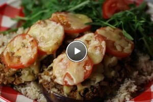 Gevulde aubergines met rijst