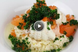 Gevulde tongschar met tomaat en venkelrisotto