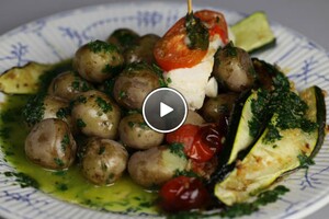 Kabeljauwtorentjes met basilicumolie