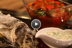 Zeebaars in zoutkorst met ratatouille