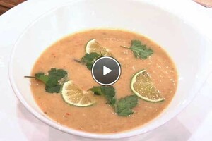 Prei en limoensoep met kokosmelk