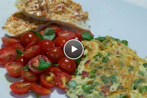 Frittata con asparagi (omelet met asperges) & Ciabatta burro al pomodoro (tomatenboter)