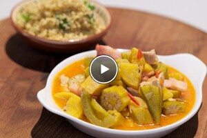 Stoofpot van okra uit Jamaica