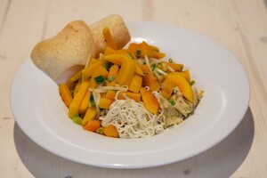 Gewokte pompoennoedels