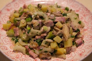 Oesterzwammenpot met boerenachterham