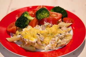 Pasta met forel uit de oven
