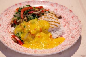 Gegrilde kabeljauw met mangosaus