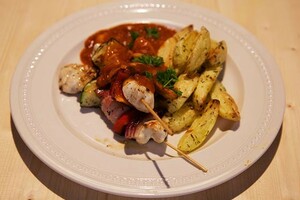 Sjaslieks met friet uit de oven