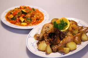 Gevulde maïskip (met ratatouille en roseval aardappels