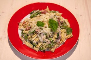 Fusilli met knisperende pancetta