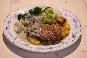 Kalfsoesters met gorgonzolasaus