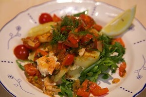 Aardappeltaart met garnalen